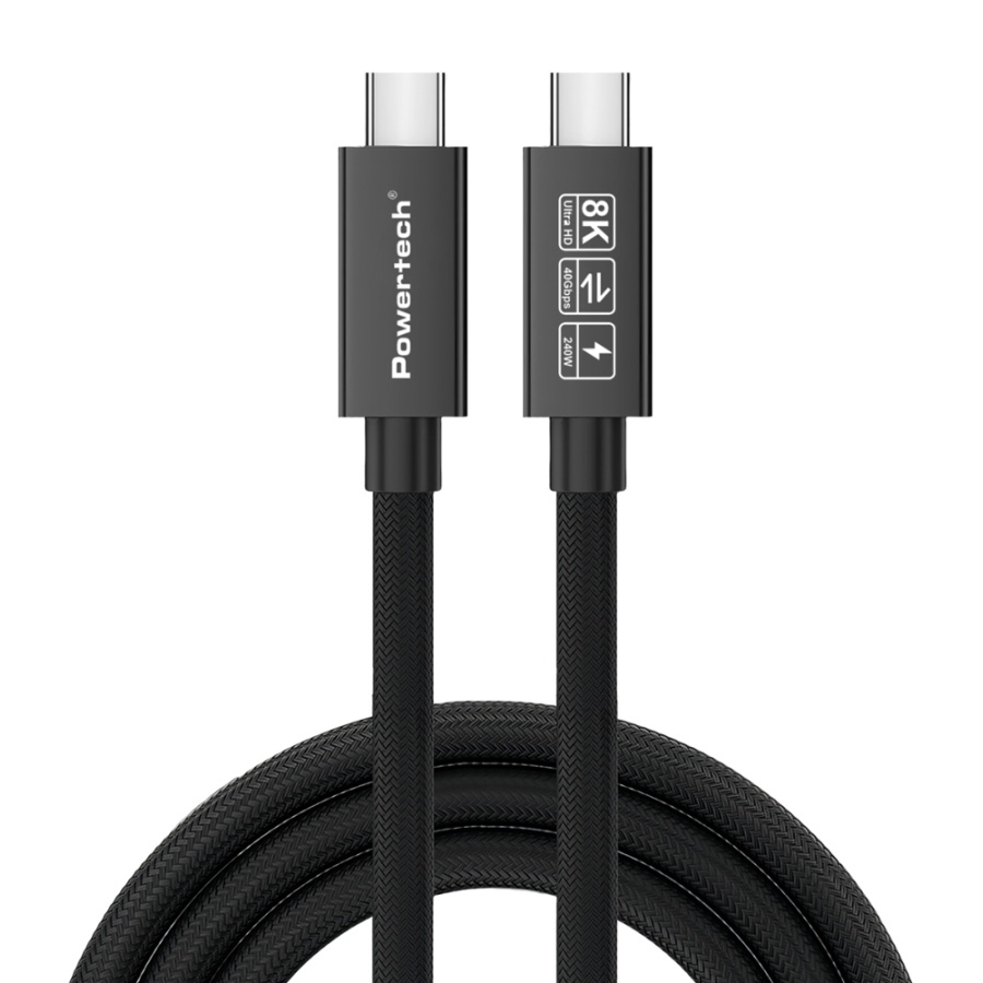 POWERTECH καλώδιο USB-C PTR-0165, USB4, 240W, 40Gbps, 8K/60Hz, 1m, μαύρο