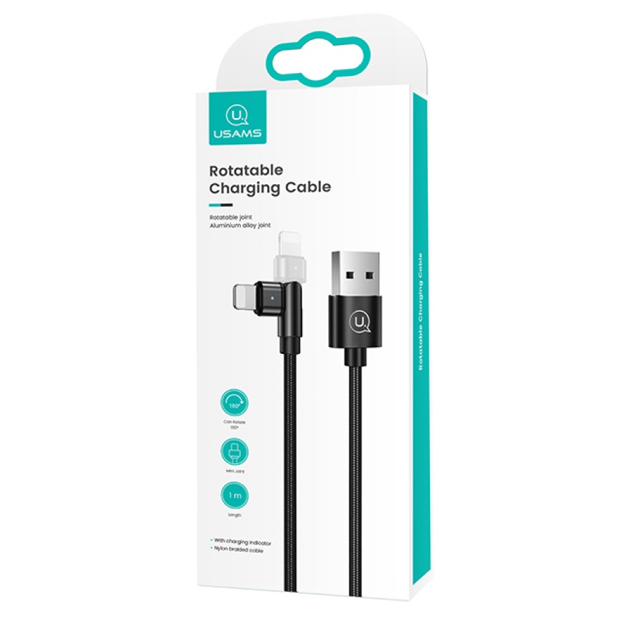 USAMS καλώδιο Lightning σε USB US-SJ476, περιστρεφόμενο, 2.1A, 1m, μαύρο - Image 3