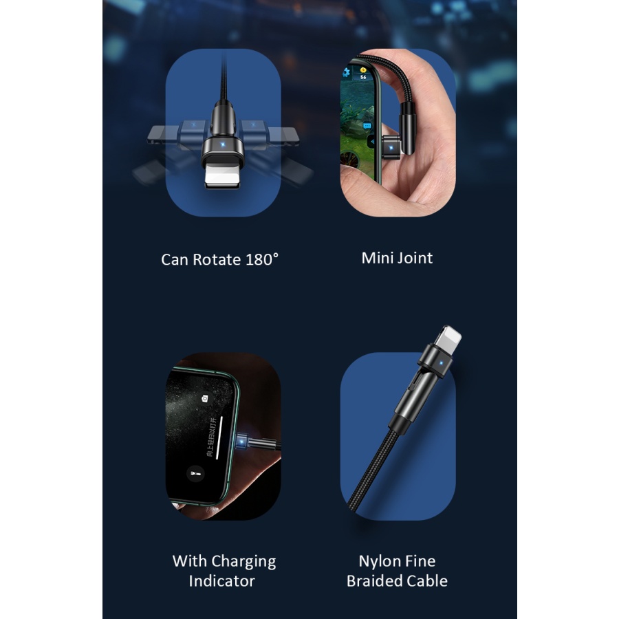 USAMS καλώδιο Lightning σε USB US-SJ476, περιστρεφόμενο, 2.1A, 1m, μαύρο - Image 5