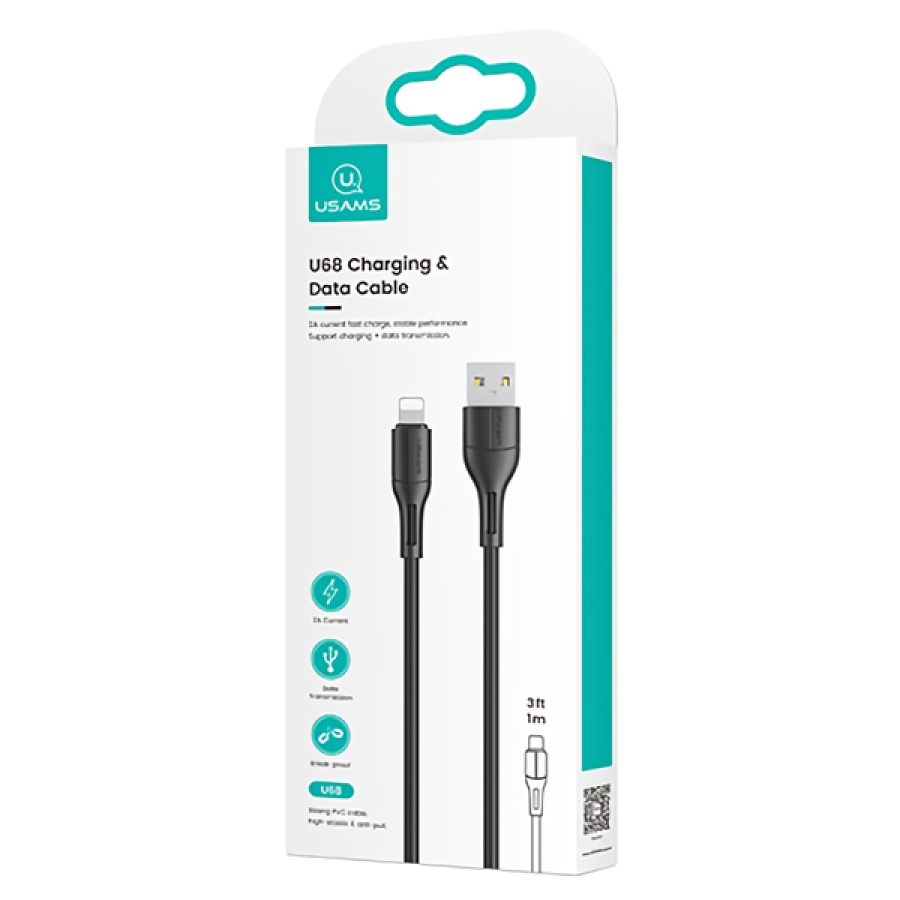 USAMS καλώδιο USB σε Lightning US-SJ500, 2A, 1m, μαύρο - Image 3