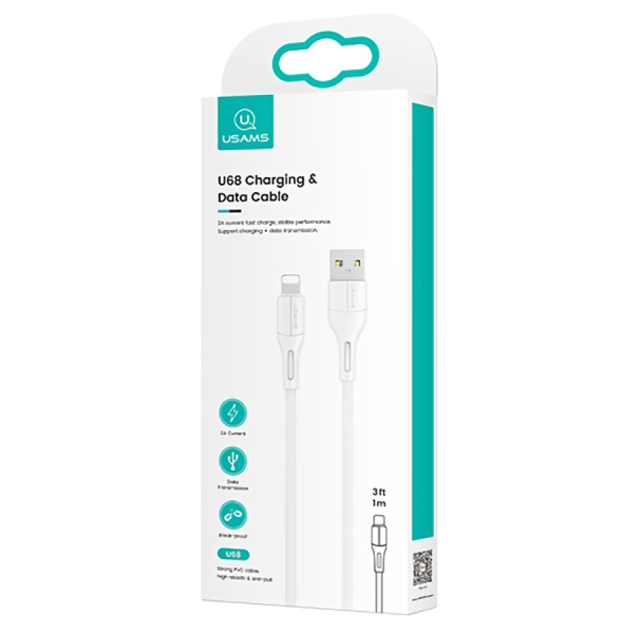 USAMS καλώδιο USB σε Lightning US-SJ500, 2A, 1m, λευκό - Image 3