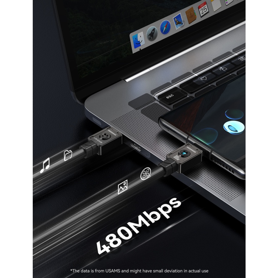 USAMS καλώδιο USB-C σε USB-C US-SJ684, 100W, 480Mbps, 1.2m, λευκό - Image 3