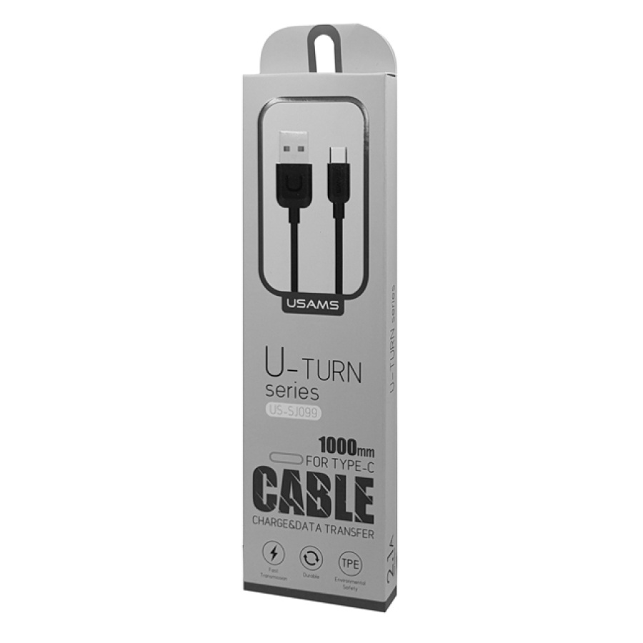 USAMS καλώδιο USB σε USB-C US-SJ099 U-Turn, 2.1A, 1m, μαύρο - Image 3