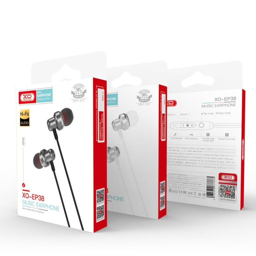 XO EP38 ΑΚΟΥΣΤΙΚΑ HANDSFREE, 3.5mm ΓΚΡΙ - Image 5