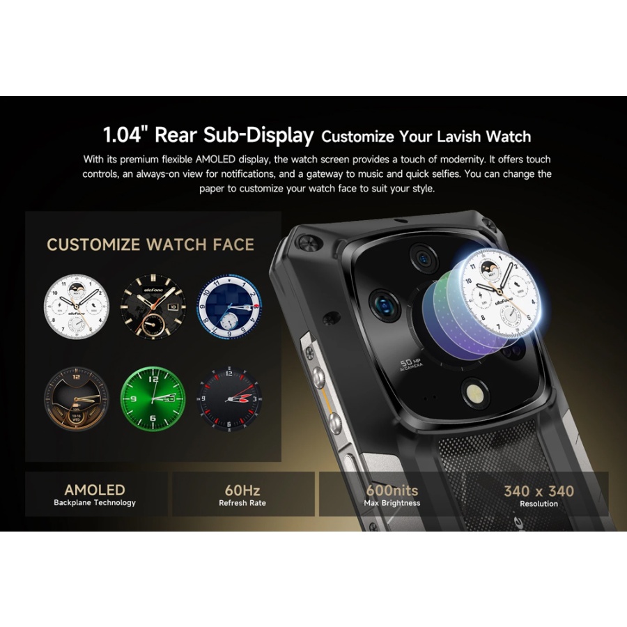 ULEFONE smartphone Armor 28 Pro, 6.67" & 1.04, 16/512GB, 5G, 10600mAh, IP68/IP69K/MIL-STD-810H, μαύρο - Image 3