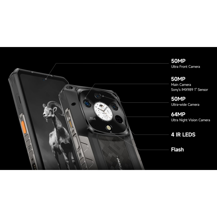 ULEFONE smartphone Armor 28 Pro, 6.67" & 1.04, 16/512GB, 5G, 10600mAh, IP68/IP69K/MIL-STD-810H, μαύρο - Image 11