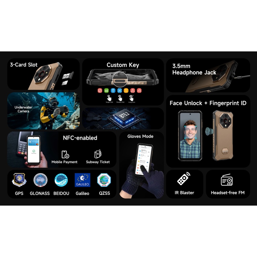ULEFONE smartphone Armor X16 Pro, 6.56", 8/256GB, 5G, 10360mAh, IP68/IP69K/MIL-STD-810H, μαύρο - Image 6