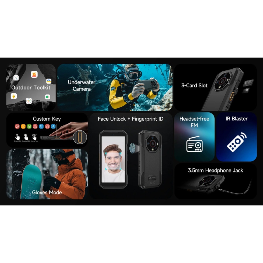 ULEFONE smartphone Armor X32, 5.65", 6/128GB, 5500mAh, IP68/IP69K, μαύρο - Image 6