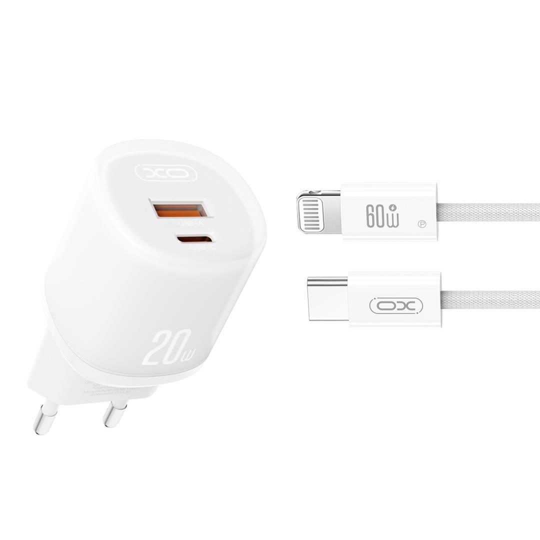 XO L144 ΦΟΡΤΙΣΤΗΣ 20W, 2 ΘΥΡΕΣ, ΜΕ ΚΑΛΩΔΙΟ LIGHTNING, ΛΕΥΚΟΣ