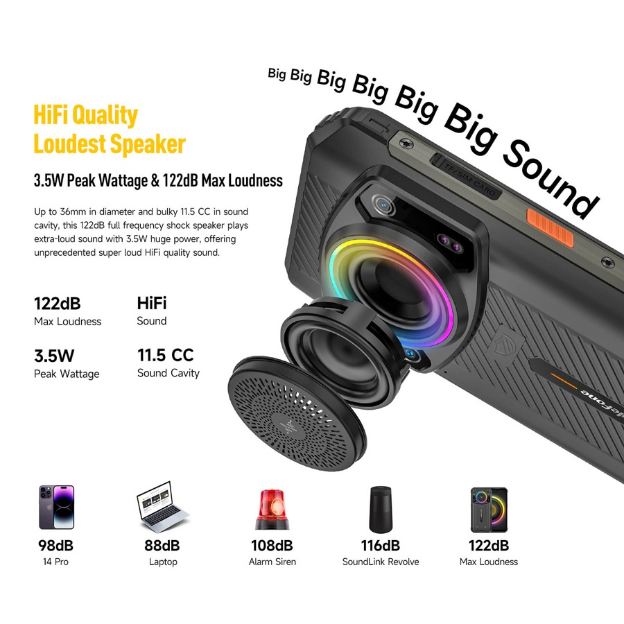 ULEFONE smartphone Armor 21 με ηχείο 3.5W, 6.58", 8/256GB, 9600mAh, IP68/IP69K, μαύρο - Image 4
