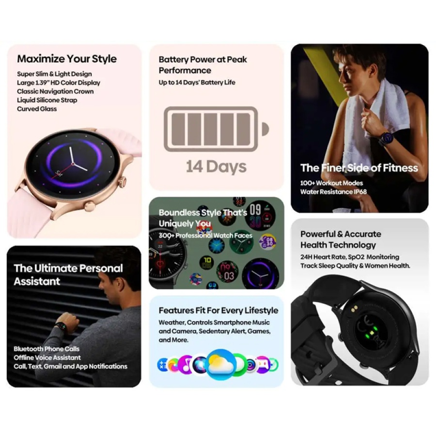 ZEBLAZE smartwatch Btalk 2 Lite, heart rate, 1.39" IPS, IP68, μπλε - Image 2