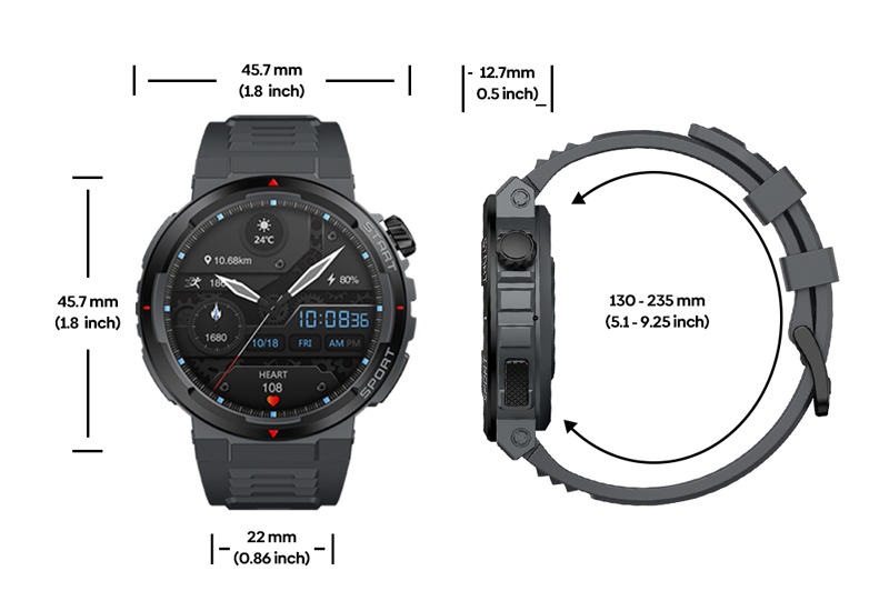 ZEBLAZE smartwatch Ares 3 Plus, heart rate, 1.43" AMOLED, IP68, μαύρο - Image 7