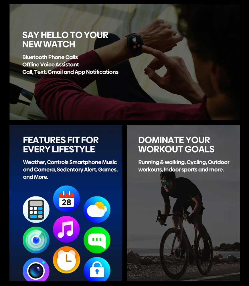 ZEBLAZE smartwatch Btalk 3 Plus, heart rate, 1.39" IPS, μαύρο - Image 3