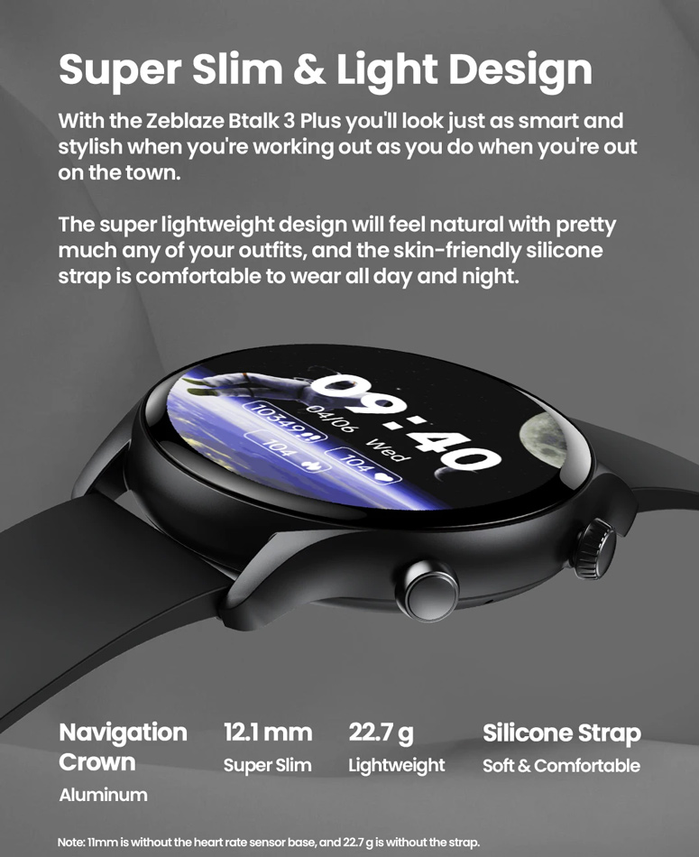 ZEBLAZE smartwatch Btalk 3 Plus, heart rate, 1.39" IPS, μαύρο - Image 4