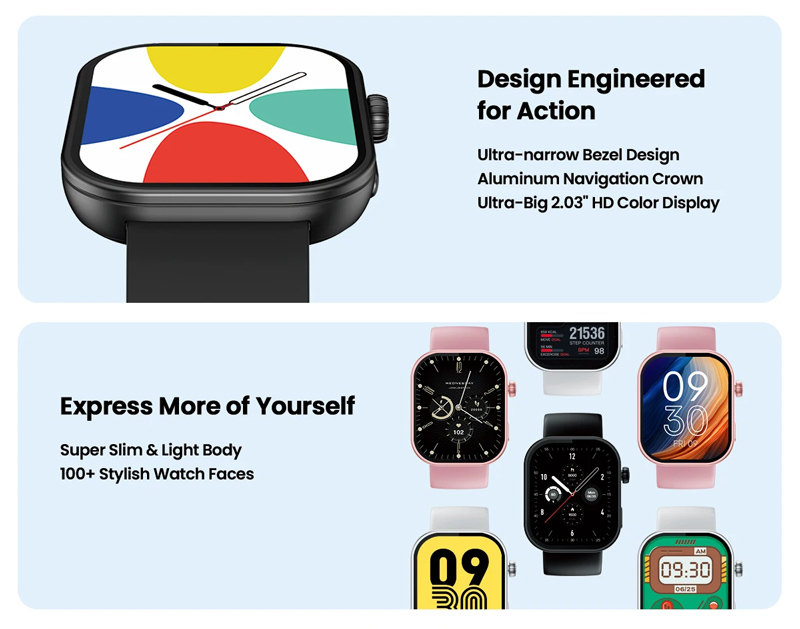 ZEBLAZE smartwatch Btalk Plus, heart rate, 2.03" IPS, IP68, μαύρο - Image 6